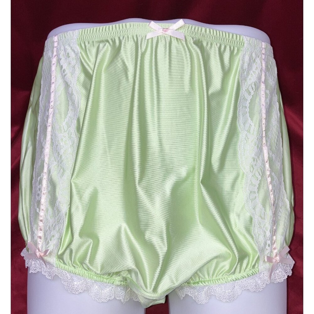 NIP 2X 3X Ritzy Knickers Can Can Granny Panty Silky Nylon Satin Lace Brief Sissy